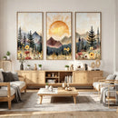 Boho Mountain Landscape Large Wall Art, Horizontal Gold by MyGreatCanvas | Canvas Wall Art Prints | Photo Prints & Wall Decor
