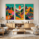 Colorful Japanese Landscape Print: Maximalist Panoramic Wall by MyGreatCanvas | Canvas Wall Art Prints | Photo Prints & Wall Decor