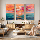 Bold Palette Knife Ocean Sunset Canvas — Orange Pink Teal by MyGreatCanvas | Canvas Wall Art Prints | Photo Prints & Wall Decor
