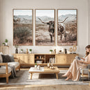 Texas Longhorn Bull Wall Art Canvas Print, Western Farmhouse