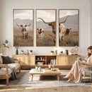 Rustic Texas Longhorn Cow Canvas Wall Art Print, Rustic Farm Animal Photography Print, Farmhouse Country Decor, Western Ranch Art