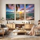 Hawaii Beach Sunset Canvas Wall Art Print, Tropical Ocean Landscape Artwork, Palm Tree Coastal Decor for Living Room Bedroom by MyGreatCanvas | Canvas Wall Art Prints | Photo Prints & Wall Decor