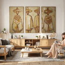 Mexican Folk Art Canvas Wall Art, Charro Poncho Sombrero Painting Print, Neutral Beige Boho Decor, Southwestern Impasto Style, Living Room Art by MyGreatCanvas | Canvas Wall Art Prints | Photo Prints & Wall Decor