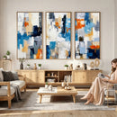 Blue Teal Abstract Canvas Wall Art, Modern Textured Painting Print, Navy Orange White Contemporary Art, Neutral Living Room Decor, Office Art by MyGreatCanvas | Canvas Wall Art Prints | Photo Prints & Wall Decor