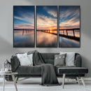 Wooden Pier on Seascape and Sunset Wall Art Canvas Print by MyGreatCanvas | Canvas Wall Art Prints | Photo Prints & Wall Decor