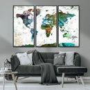 Modern Watercolor World Map Canvas Wall Art – Framed by MyGreatCanvas | Canvas Wall Art Prints | Photo Prints & Wall Decor