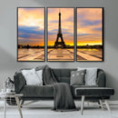 Paris Eiffel Tower Sunset Canvas Wall Art Print - Iconic