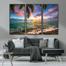 Framed Tropical Sunset Art Canvas Print