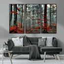Autumn Forest Wall Art – Enchanting Red Leaves Canvas Print,