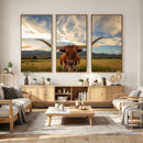 Texas Longhorn Canvas Wall Art – Majestic Triptych Animal by MyGreatCanvas | Canvas Wall Art Prints | Photo Prints & Wall Decor