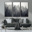 Misty Forest Canvas Wall Art – Monochrome Triptych Pine Tree by MyGreatCanvas | Canvas Wall Art Prints | Photo Prints & Wall Decor