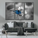Blue Butterfly Black and White Canvas Wall Art by MyGreatCanvas | Canvas Wall Art Prints | Photo Prints & Wall Decor