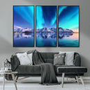 Northern Lights above Mountain Wall Art, Northern Lights