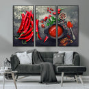 Red Chili Peppers Wall Art Kitchen Artwork Canvas Print by MyGreatCanvas | Canvas Wall Art Prints | Photo Prints & Wall Decor