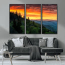 Forest Landscape Wall Art Sunset Canvas, Forest Sunset