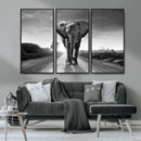 Black and White Elephant Wall Art Canvas Print