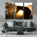 Horse at Sunset Wall Art Animal Canvas Print
