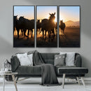 Horse Herd Wall Art Animal Canvas Print
