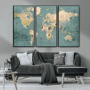 Classic World Map Canvas Print – Framed Vintage Map Wall by MyGreatCanvas | Canvas Wall Art Prints | Photo Prints & Wall Decor