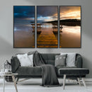 Serene Lake Pier at Sunset Canvas Print | Landscape Canvas