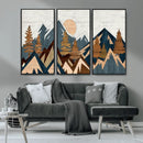Abstract Wood Panel Effect Mountain Range Top Wall Art