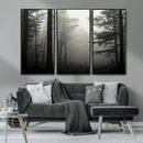 Misty Forest Wall Art Premium Canvas Print a Foggy and