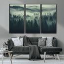 Misty Forest Wall Art Premium Canvas Print a Foggy and