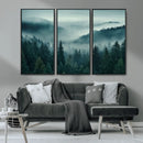 Captivating Misty Foggy Forest Wall Art Premium Canvas Print