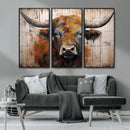 Scottish Highland Cow Cattle Art Print on Wood Style by MyGreatCanvas | Canvas Wall Art Prints | Photo Prints & Wall Decor