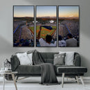 Dodger Stadium Sunset Game Triple Canvas Wall Art - Los