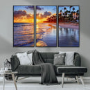 Serene Beach Sunset Wall Art Canvas- Coastal Seascape Print