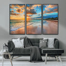 Serene Beach Sunset Wall Art | Coastal Ocean Canvas Print |