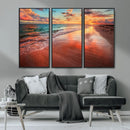 Sunset Beach Wall Art | Ocean Canvas Print | Coastal Wall