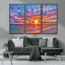 Vibrant Sunset Beach Wall Art - Ocean Sunset Canvas Print |