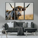 Texas Bull Longhorn Wall Art Canvas Print for Farm House