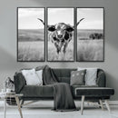 Texas Cow Longhorn Wall Art Canvas Print for Farm House Wall