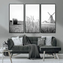 Vintage Farmhouse Black and White Triptych Wall Art – Giclee
