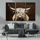 Highland Cow Wall Art Canvas Print, Rustic Farmhouse Decor,