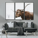 Rustic Bull Wall Art Canvas Print – Modern Longhorn