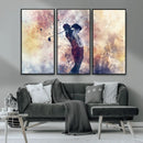 Abstract Watercolor Golf Player Wall Art Canvas Print