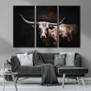 Texas Longhorn Wall Art Canvas Print | Western Ranch Decor |