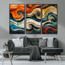 Abstract Wave Wall Art | Ready to Hang Framed Canvas Print |