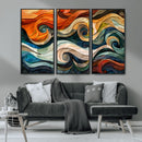 Abstract Wave Wall Art | Ready to Hang Framed Canvas Print |