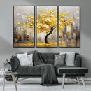 Golden Tree Canvas Print | Abstract Wall Art for Modern