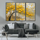 Yellow Blossom Tree Canvas Wall Art - Floral Abstract Modern