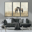 Chines Style Grunge Horses Wall Art Canvas Print