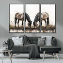 Chines Ink Style Horses Wall Art Canvas Print