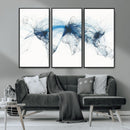 Flight Route Map Wall Art Canvas Print, Abstract Air Traffic