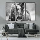 Black and White Horse Winter Wall Art | Ready to Hang and