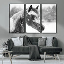 Black Horse Winter Wall Art | Ready to Hang and Framed |